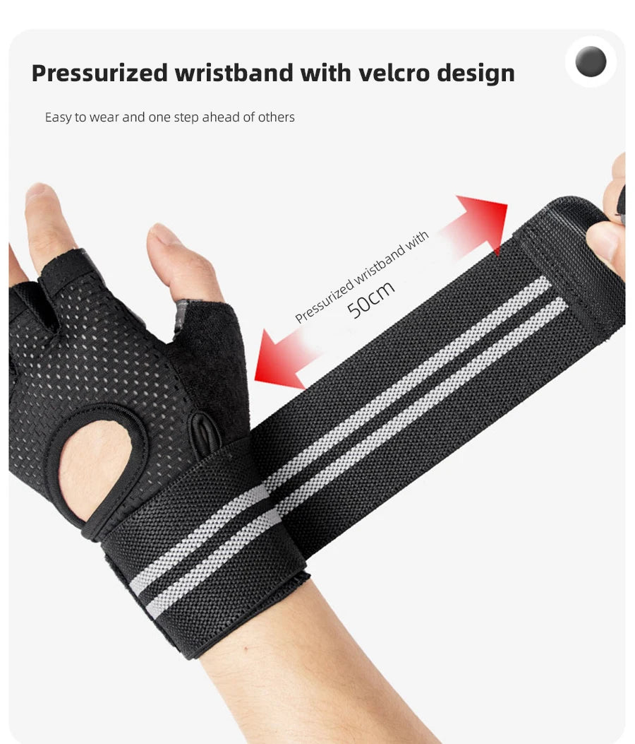 With Anti-Slip Shock-Absorbing Workout Gloves Motorcycle Exercise Cycling Gloves Weight Lifting Gym Training Light Biking Gloves