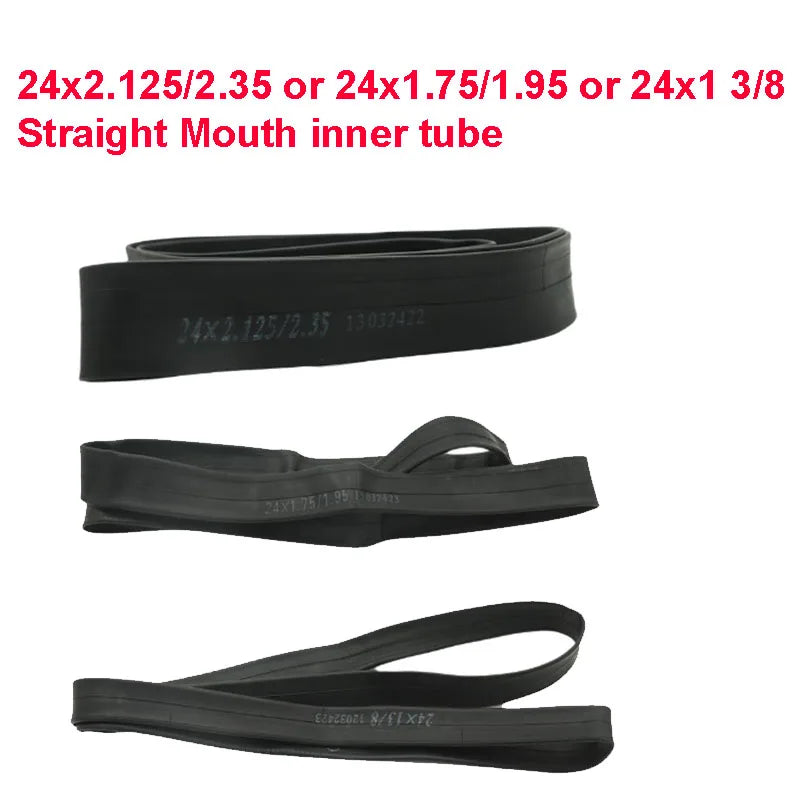 Bike Inner Tube 24x1 3/8  or 24x2.125/2.35 or 24x1.75/1.95 Bike Tire Cycling Tire Rubber Tube Straight Mouth