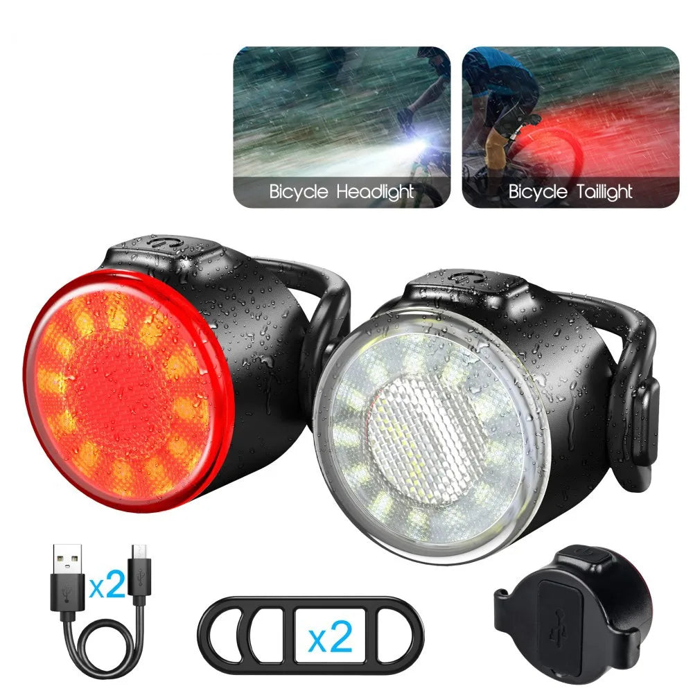 Bike Headlight USB Rechargeable Mini Warning Taillight Highlight Riding Taillight Front Rear Bicycle Lamp Headlights Accessories