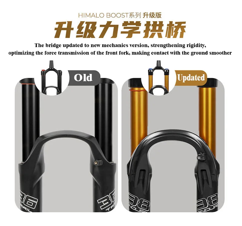 Suspension Bike Fork, 110mm * 15mm, Travel 160mm DH AM Downhill, 38mm TubeThru Axle Boost, Bicycle Rebound Adjustable, Air