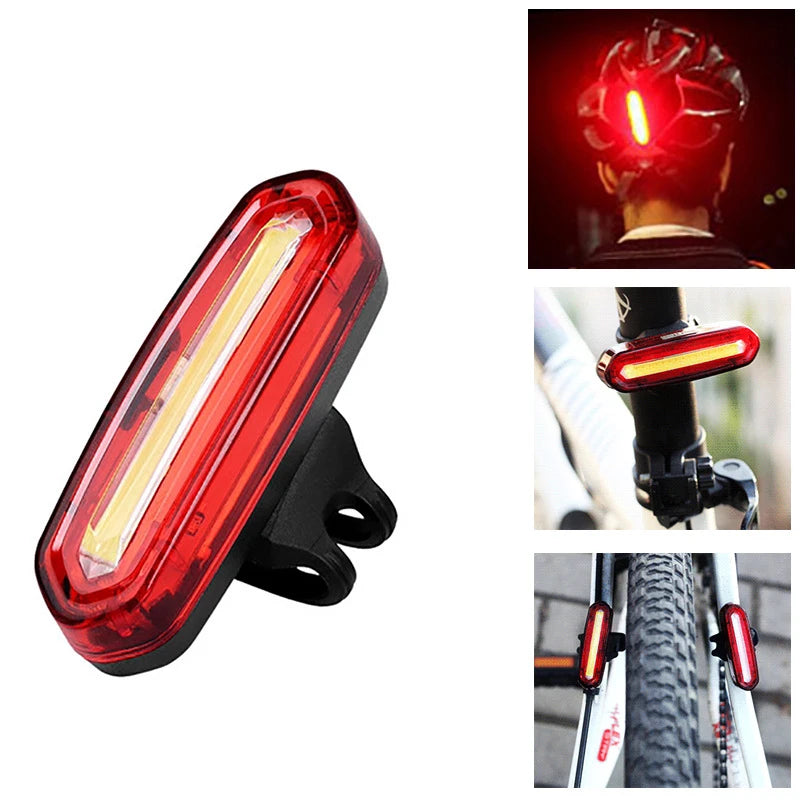 USB Rechargeable LED Bicycle Taillight, Red Bike Rear Light, Cycling Warning Light, Mountain Bicycle Lamp