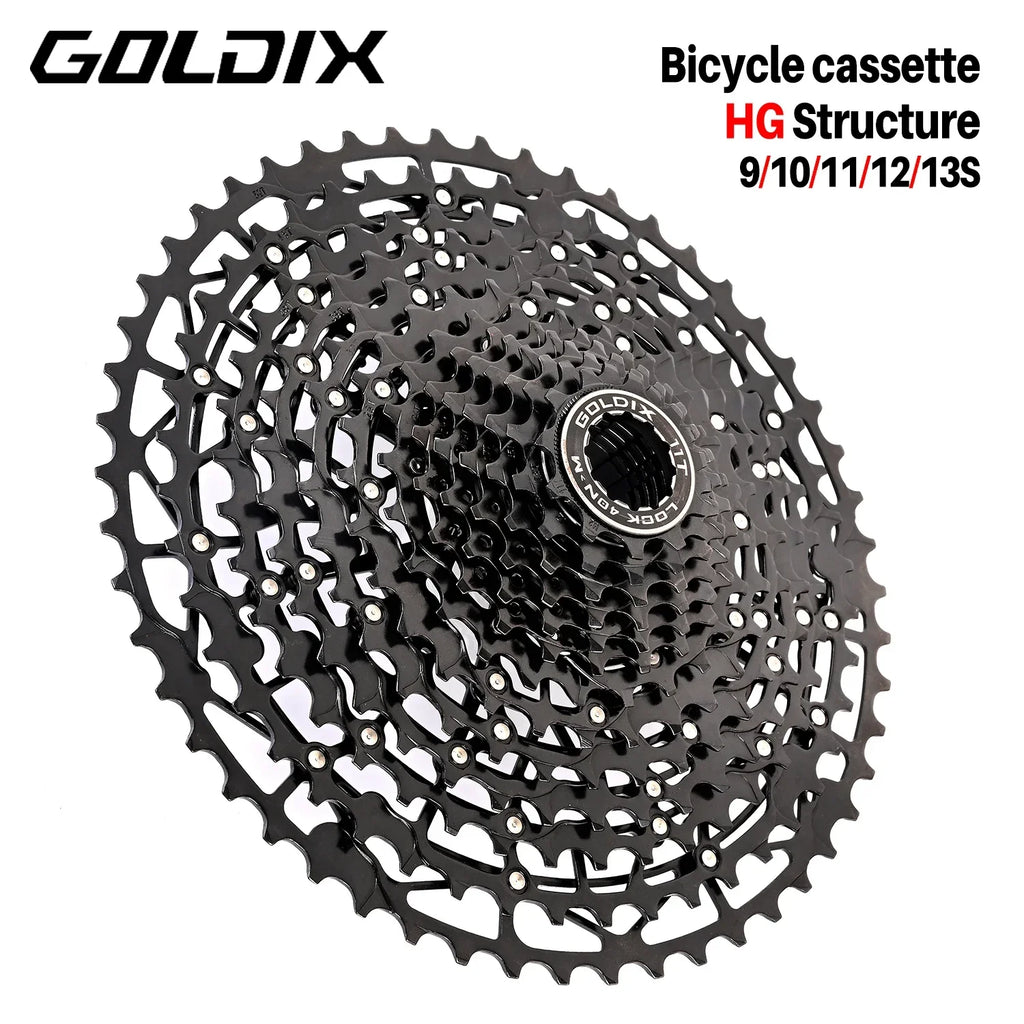 GOLDIX Ultralight Bicycle Cassettes Freewheel Carbon Steel Material 9/10/11/12/13 Speed HG Structure Sprocket for Mountain Bike
