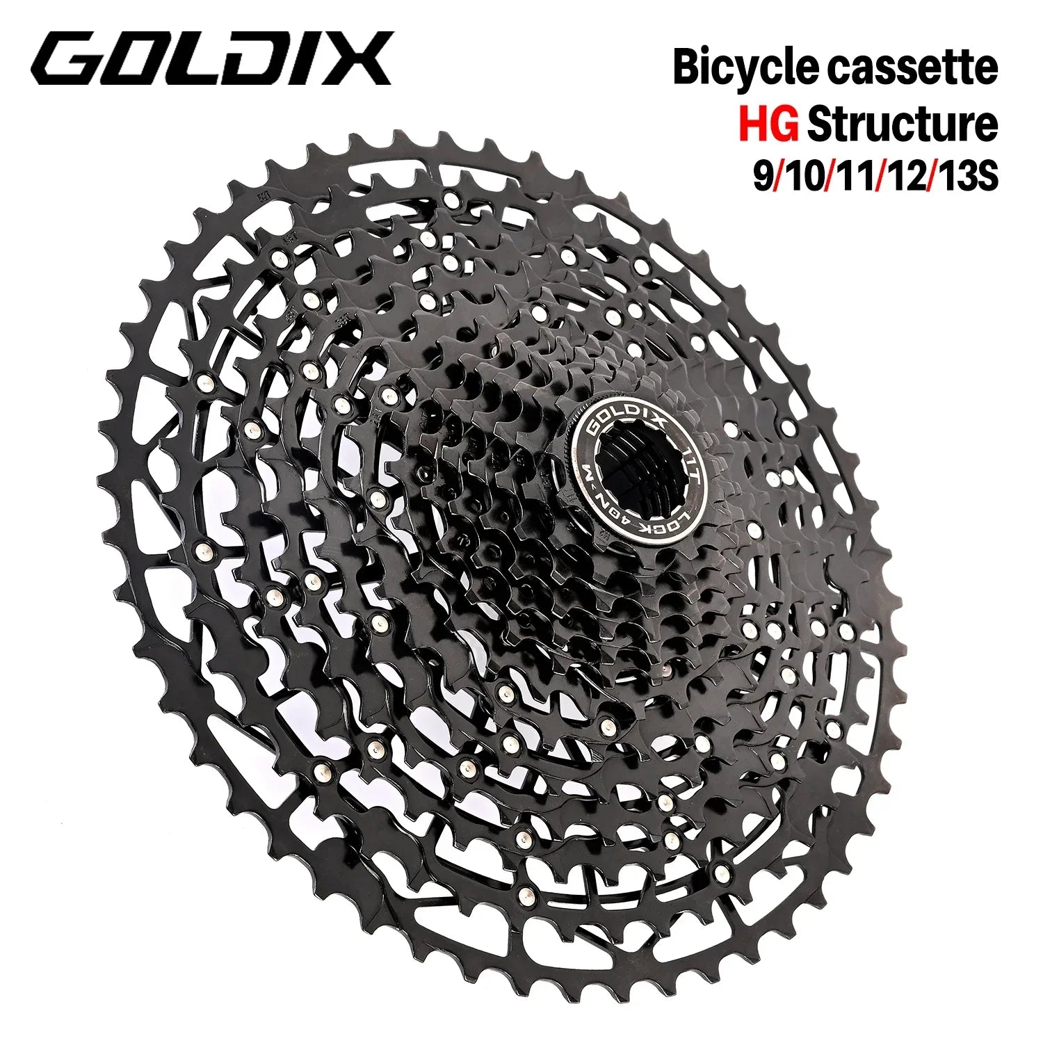 GOLDIX Ultralight Bicycle Cassettes Freewheel Carbon Steel Material 9/10/11/12/13 Speed HG Structure Sprocket for Mountain Bike