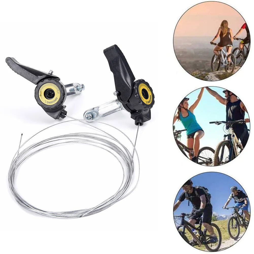 1 Pair Bicycle Shifter 15/18/21 Speed UniversalLever Mountain Bike With Cable Trigger Gear Shift Levers Bicycle Deraille Black