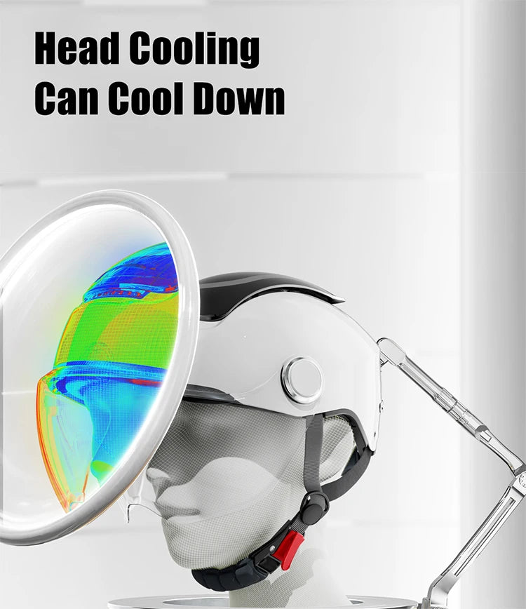 BIBEE Electric Motorcycle Helmet Summer Breathable Electric Bike Open Face Helmet Men Women Dual Lenses Jet Scooter Half Helmets