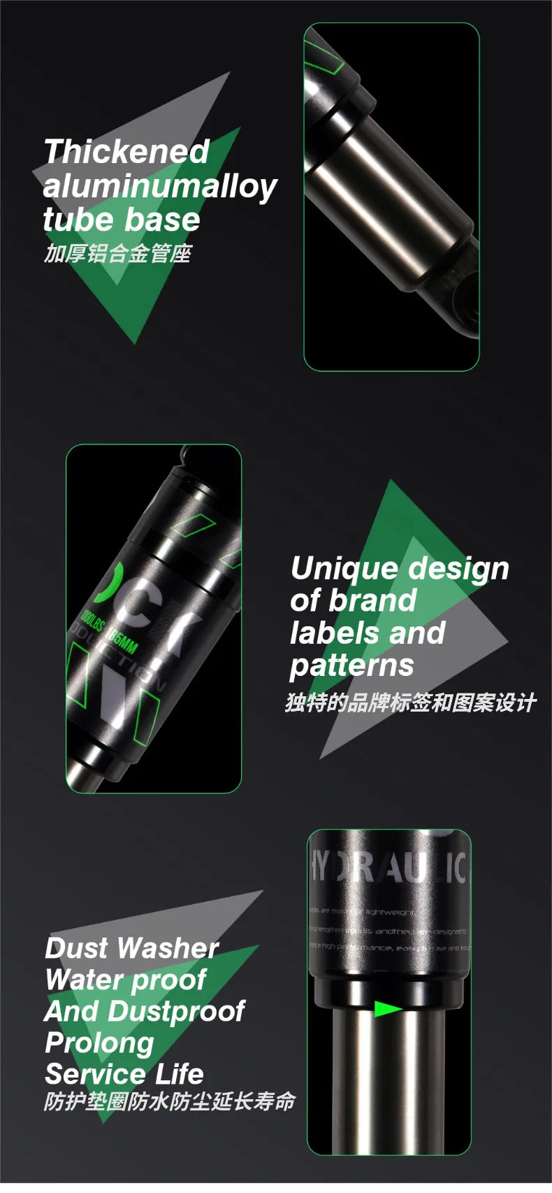 Bike Rear Shock Absorber, Bicycle Hydraulic Shock Absorbers, Suspension, 120mm, 125mm, 150mm, 165mm, 185mm, 190mm,200mm Dropship