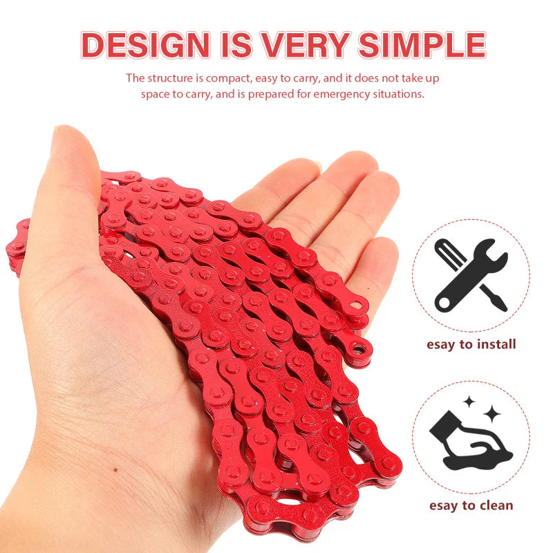 Red Bicycle Chains Bike Chain Replacement Accessories Steel Cycling Supply Mountain Bike Chains Durable Bike Parts Reusable