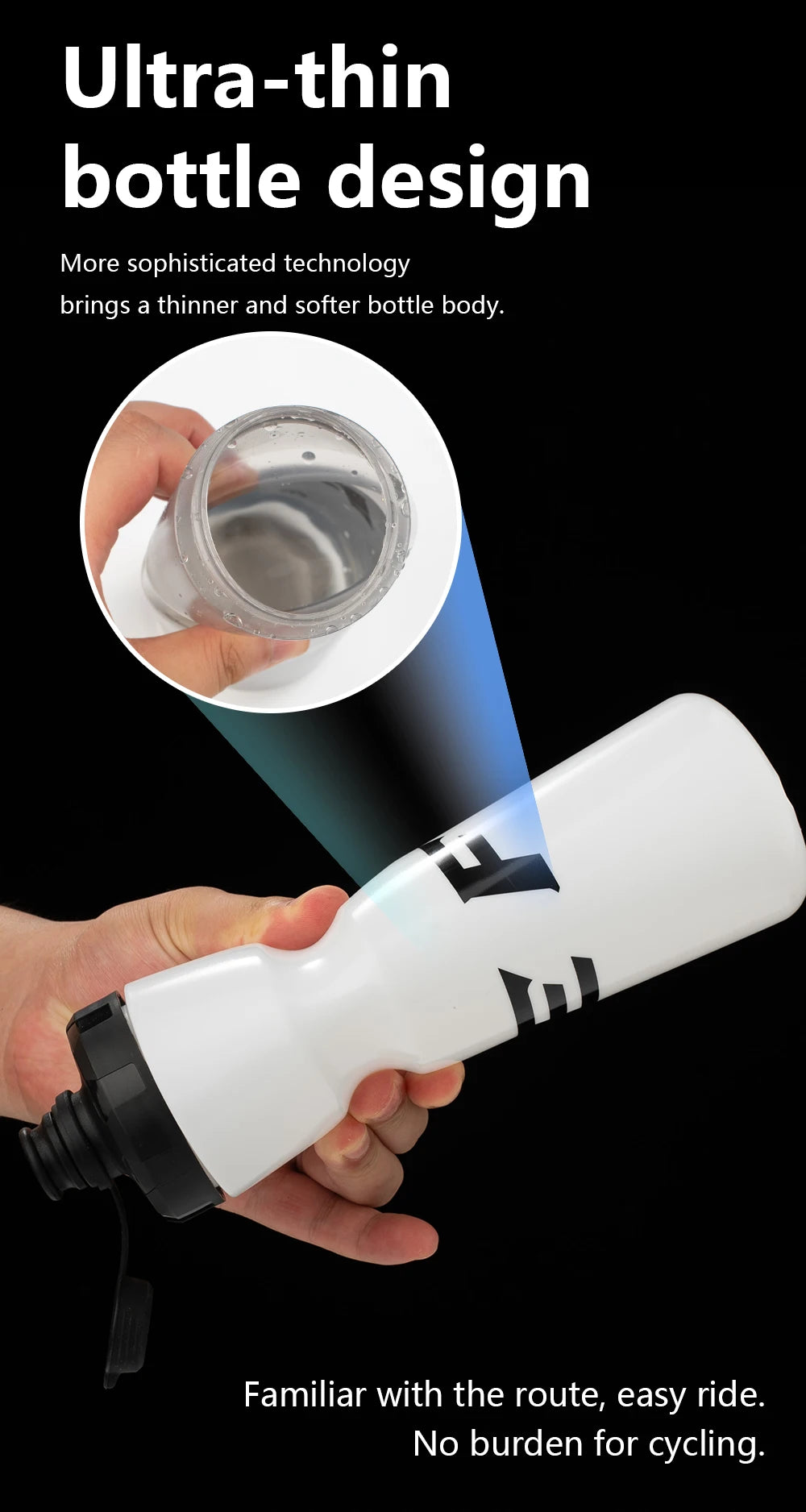 OFFBONDAGE Bicycle Water Bottle Squeezable Cycling Bottle Non-Deform Ultralight Sports Bottle Outdoor Camping Bike Drink Bottle