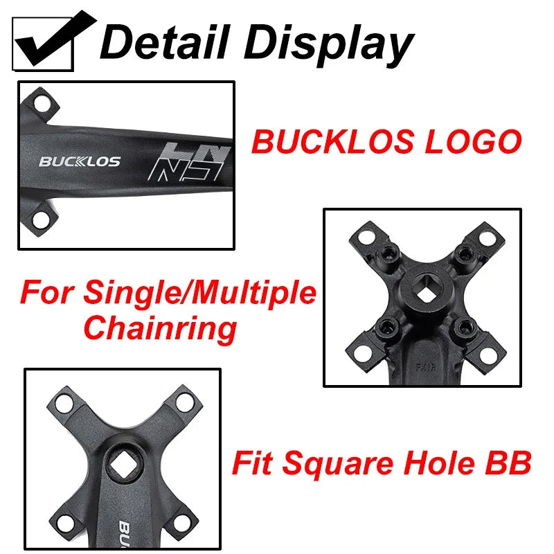 BUCKLOS Mtb Crankset 104/64 BCD Bicycle Crankset 3*9S 3*10S Triple Crank Set Square Crank with Chainwheel Cycling Parts
