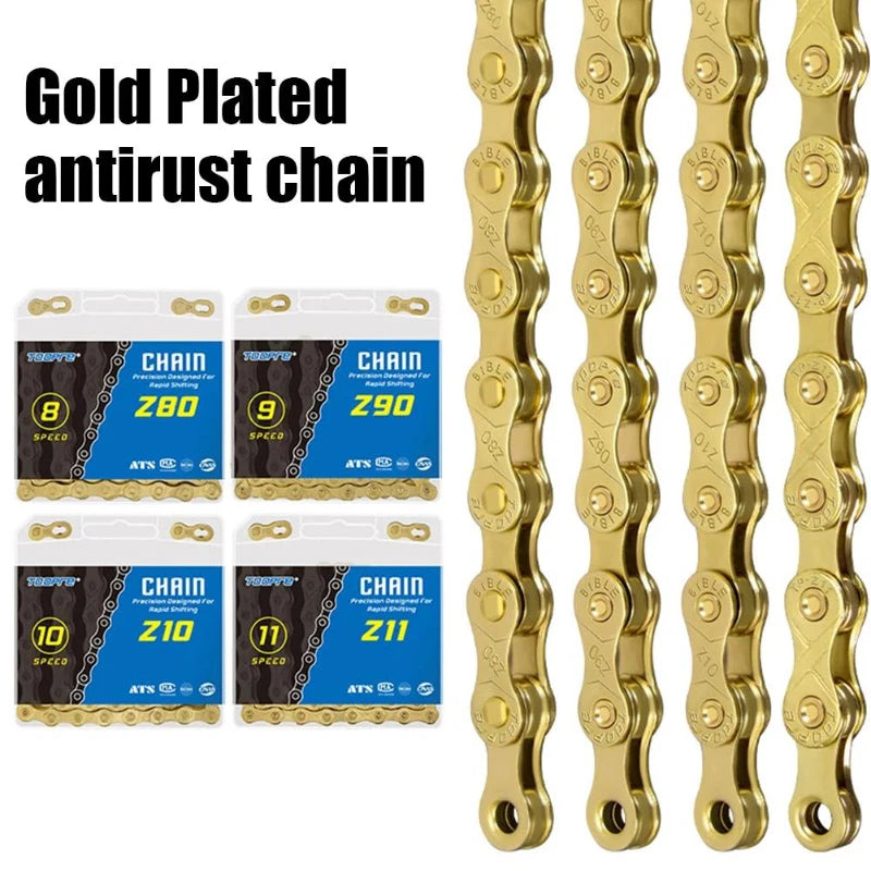 Bicycle Chain 6 7 8 9 10 11 12 Speed Variable Mountain Road Bike Anti-rust Electroplated Gold Chains Cycling Durable Accessories