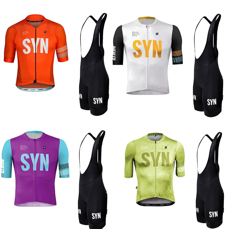 SYN Bicycle riding clothes men's summer jersey bib road cycling shirt breathable quick drying sweat wicking shirt