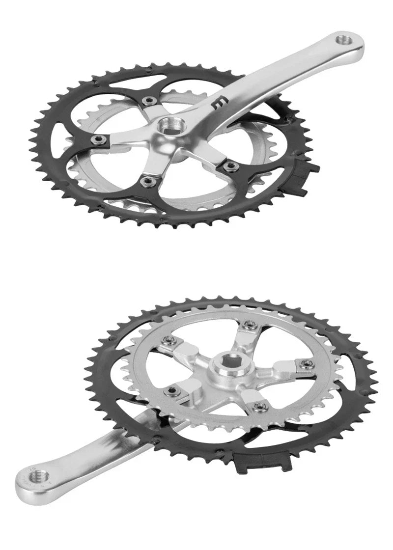 Bicycle Crankset, Aluminum Alloy Road Bike Crank And Chainring Set, 52-39T Chainwheel, For Road/Folding Bicycles
