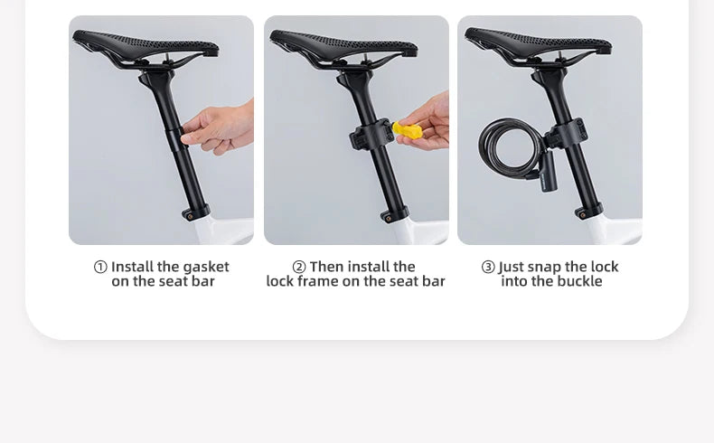 ROCKBROS Bicycle Lock Portable Anti-theft Bike Cable Lock with Keys Zinc Alloy Motorcycle Scooter MTB Road Round Cycling Lock