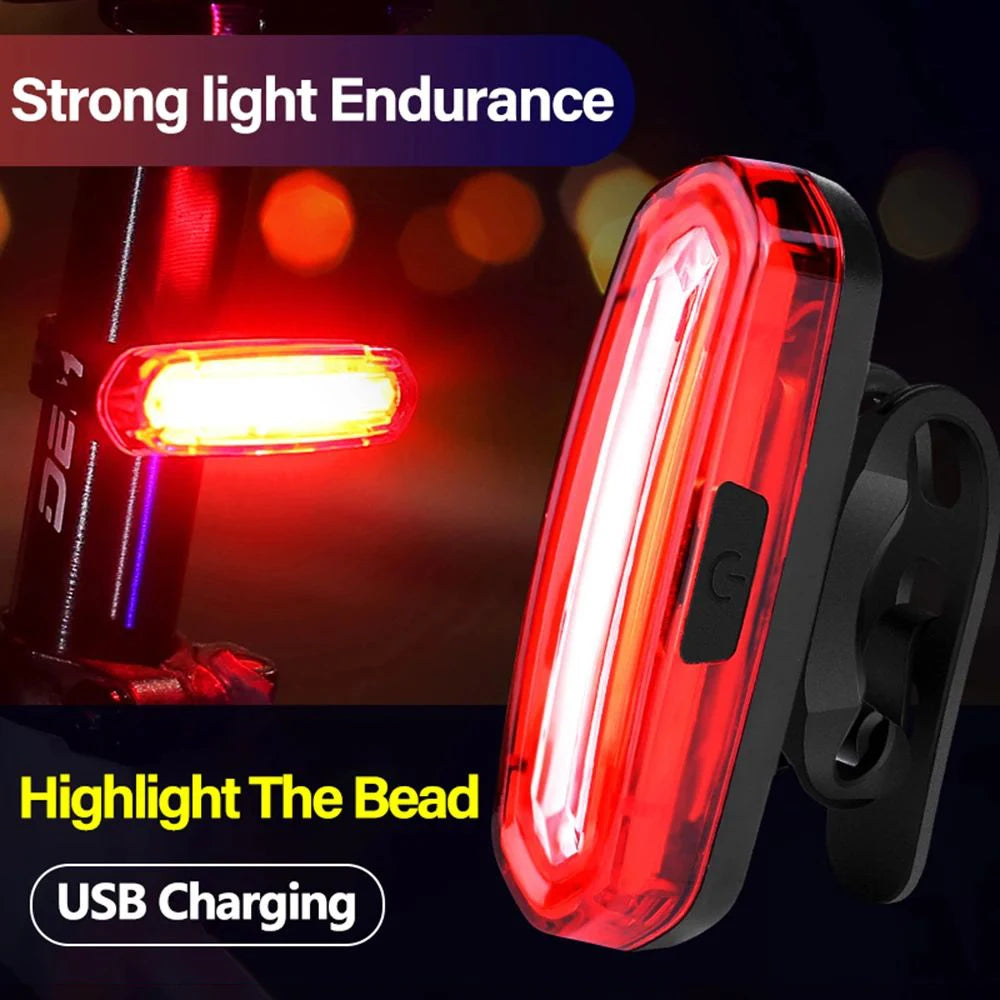 USB Rechargeable LED Bicycle Taillight, Red Bike Rear Light, Cycling Warning Light, Mountain Bicycle Lamp