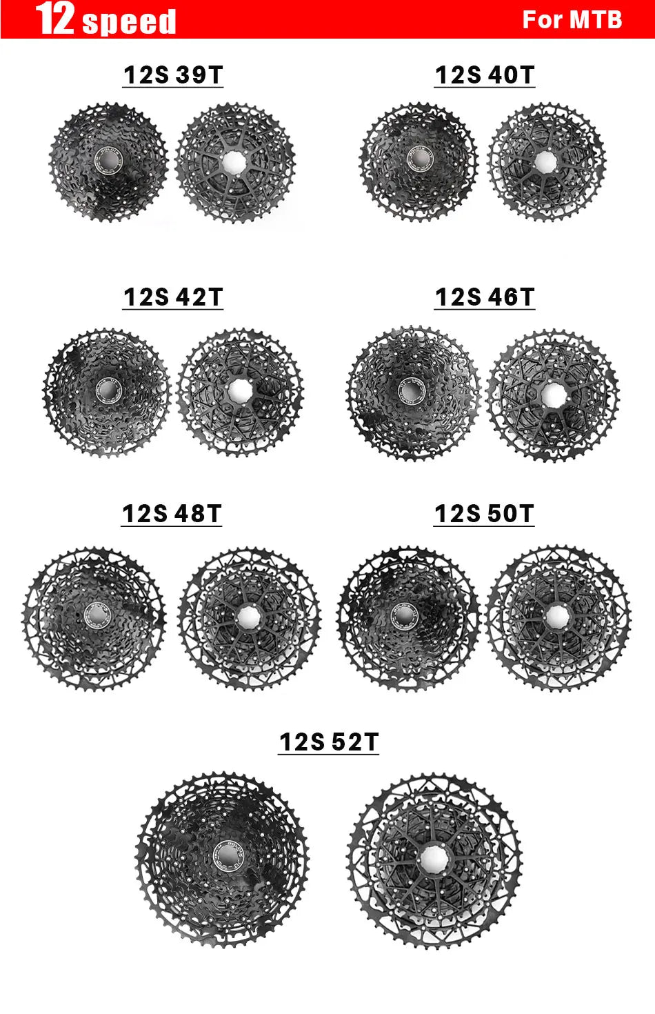 GOLDIX Ultralight Bicycle Cassettes Freewheel Carbon Steel Material 9/10/11/12/13 Speed HG Structure Sprocket for Mountain Bike