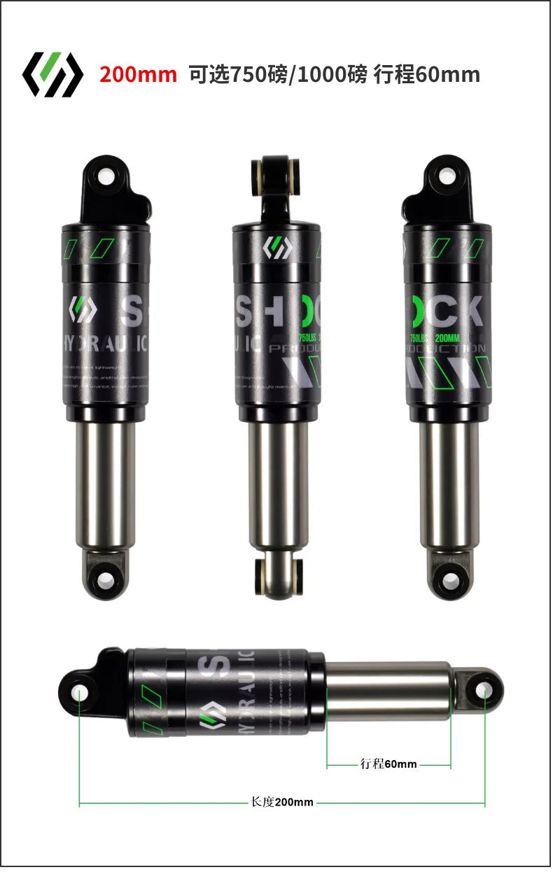 Bike Rear Shock Absorber, Bicycle Hydraulic Shock Absorbers, Suspension, 120mm, 125mm, 150mm, 165mm, 185mm, 190mm,200mm Dropship