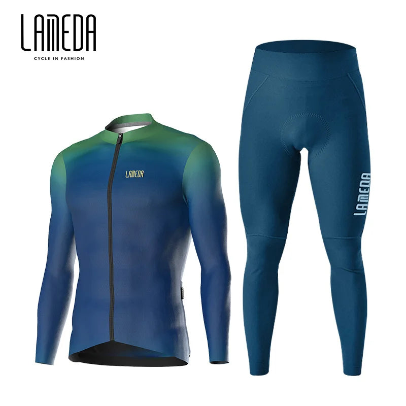 Lameda Bicycle Clothes Set Comfortable Breathable Tight Quick Drying Men's Cycling Clothes Long Sleeved Top Bicycle Pants