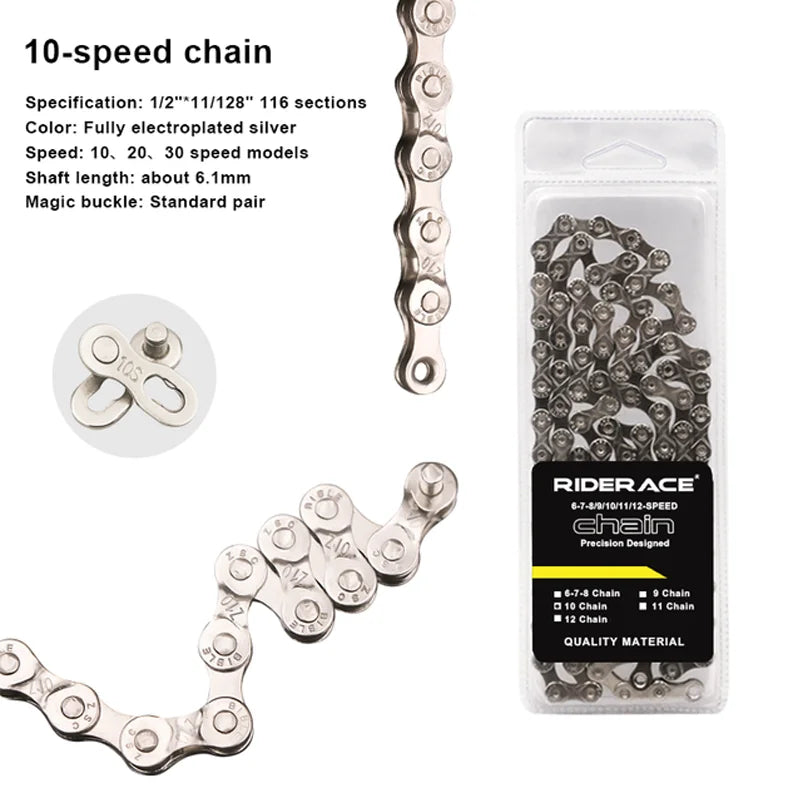 Bicycle Chain For Single/6-7-8/9/10/11/12 Speed Mountain Road Bike Chain MTB 24/27/30 Variable Speed Silver Cycling Accessories
