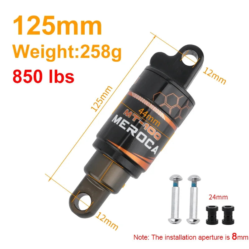 MEROCA Bicycle Rear Shock Absorber 125/150/165/190mm Electric Scooter Shock Absorber Mountain Bike Oil Spring Shock Absorber