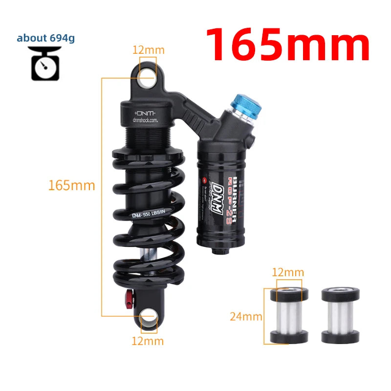 Bicycle Rear Shock Absorber 550LBS Spring Soft Tail 190mm/200mm/210mm/220mm/240mm/265mm For AM/FR/DH/MTB DNM RCP2S  Rear Shock