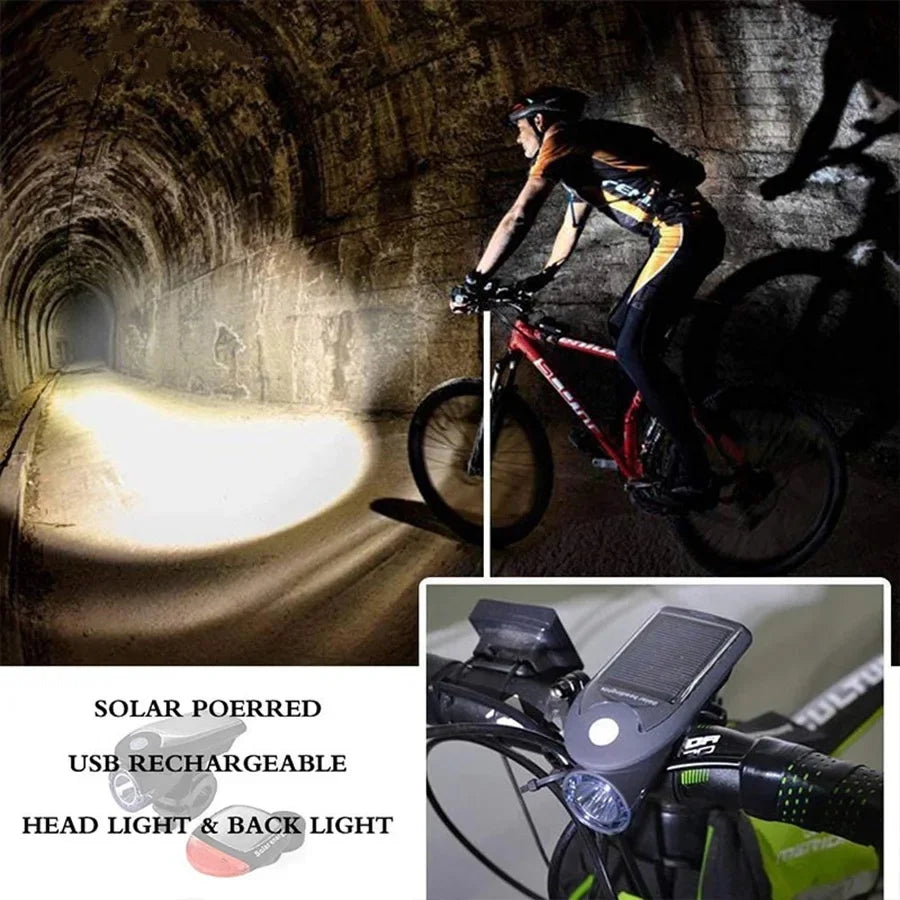 Bike Front Lights Night Riding Bicycle Taillight Solar Energy Light Outdoor Waterproof Safety Warning Lights Lamp MTB Cycling
