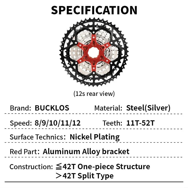 BUCKLOS Bicycle Cassette 10 speed MTB cassette K7 Road Bike Freewheel 25T 28T 32T 34T 36T 40T 10V Bike Cassettes Flywheel For HG