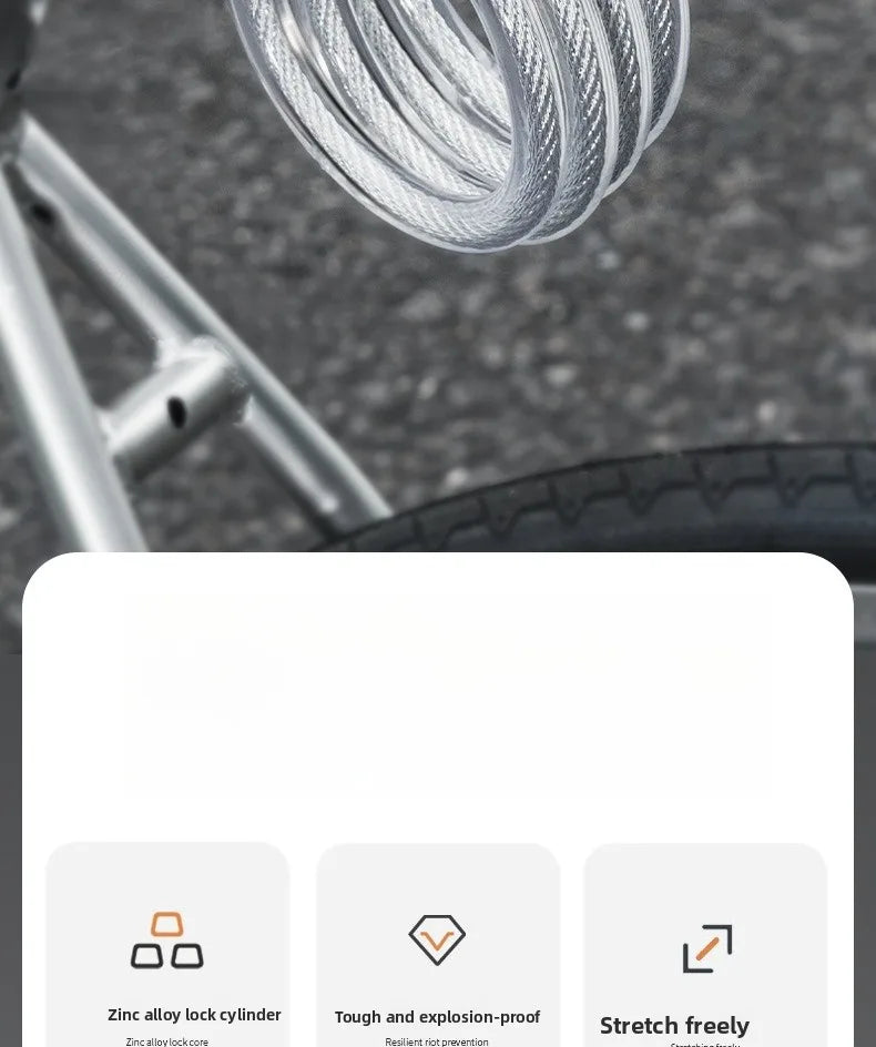 Bicycle Anti-theft Lock, Electric Bike Cable, Portable Bike Lock, Chain Lock, Bicycle Riding Accessories