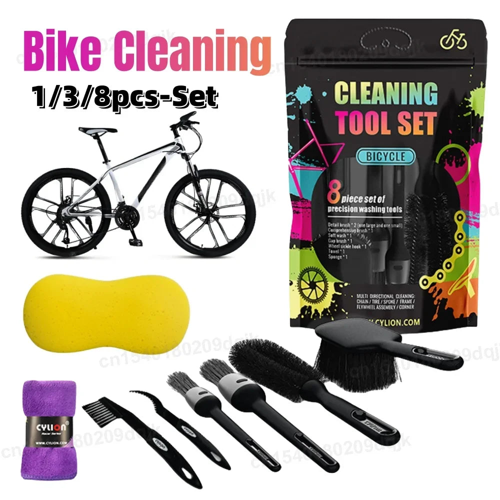 Bicycle Bike Cleaning Tools Set Bike Clean Brush Kit Bike Cleaning Kit for Mountain Road City BMX and Folding Bike Accessories