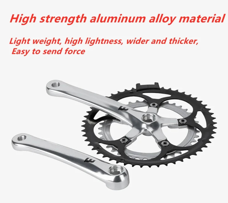 Bicycle Crankset, Aluminum Alloy Road Bike Crank And Chainring Set, 52-39T Chainwheel, For Road/Folding Bicycles