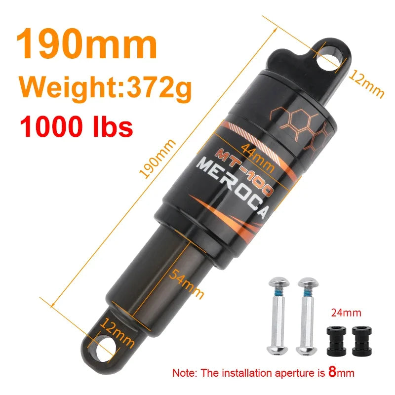 MEROCA Bicycle Rear Shock Absorber 125/150/165/190mm Electric Scooter Shock Absorber Mountain Bike Oil Spring Shock Absorber