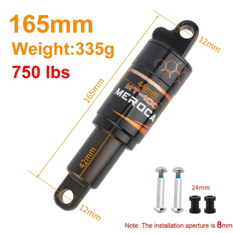 MEROCA Bicycle Rear Shock Absorber 125/150/165/190mm Electric Scooter Shock Absorber Mountain Bike Oil Spring Shock Absorber