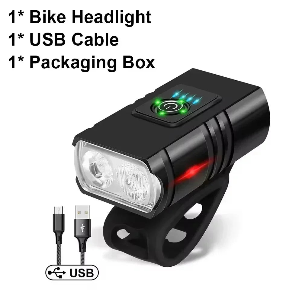 Bicycle Headlight 9 LED Bike Front Light Type-C Rechargeable Bike Lamp Ultralight Handlebar Lights Waterproof Cycling Flashlight