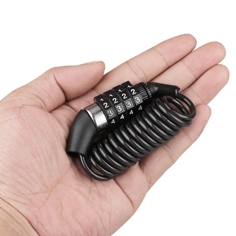 Bicycle Lock Password Anti-theft Lock Bicycle Portable Helmet Lock Universal 4 Digit Steel Cable Locks Security Cycling Parts
