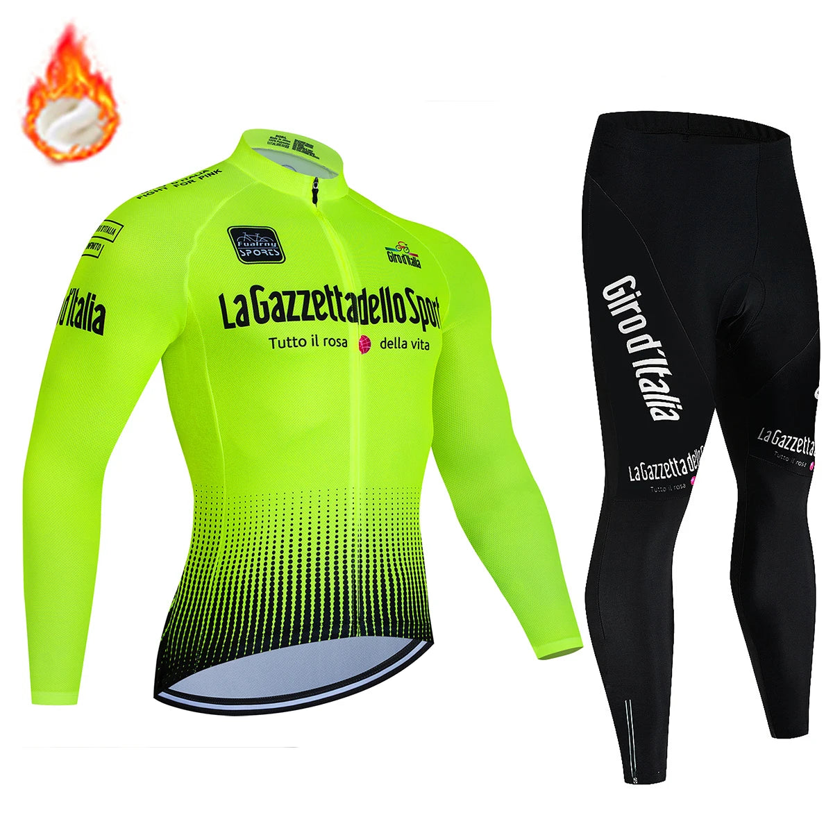 Tour De Italy D'ITALIA Cycling Clothes Men's Blouse Uniform Costume Bike Fleece Jersey Sports Set Pants Man Bicycle Clothing Bib