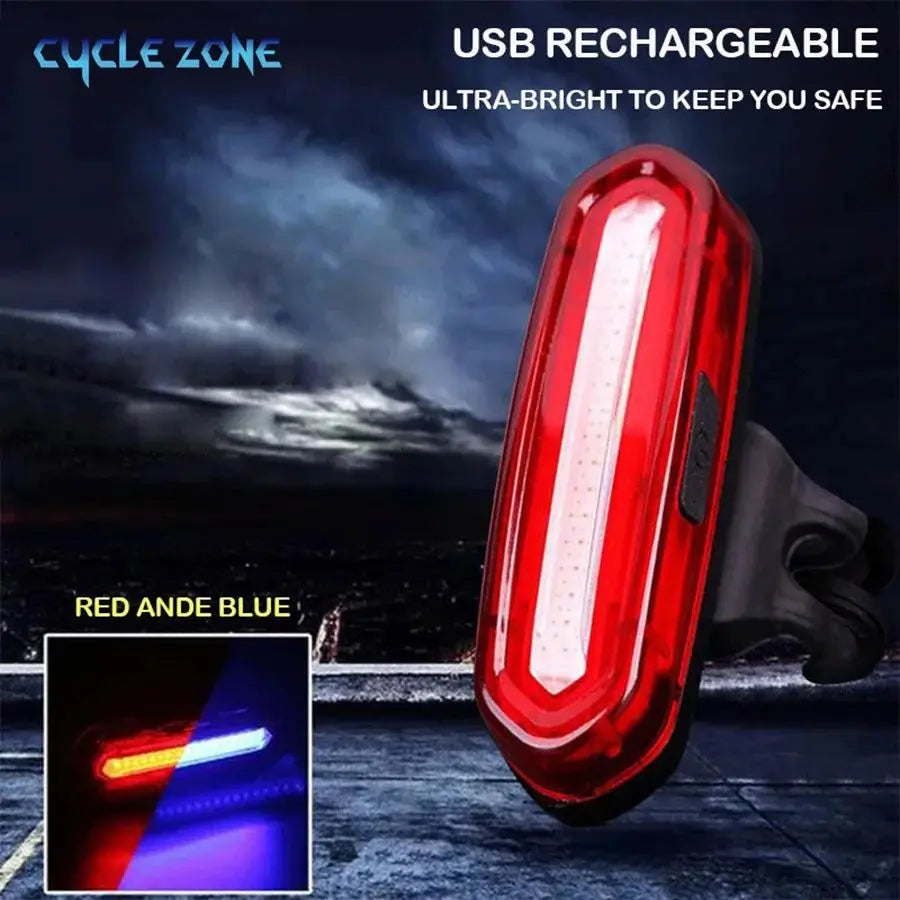 USB Rechargeable LED Bicycle Taillight, Red Bike Rear Light, Cycling Warning Light, Mountain Bicycle Lamp
