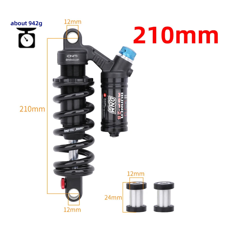 Bicycle Rear Shock Absorber 550LBS Spring Soft Tail 190mm/200mm/210mm/220mm/240mm/265mm For AM/FR/DH/MTB DNM RCP2S  Rear Shock