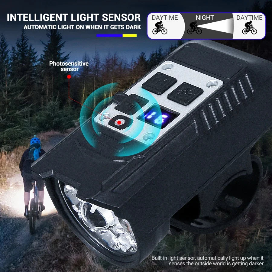 Bicycle Headlight 9 LED Bike Front Light Type-C Rechargeable Bike Lamp Ultralight Handlebar Lights Waterproof Cycling Flashlight