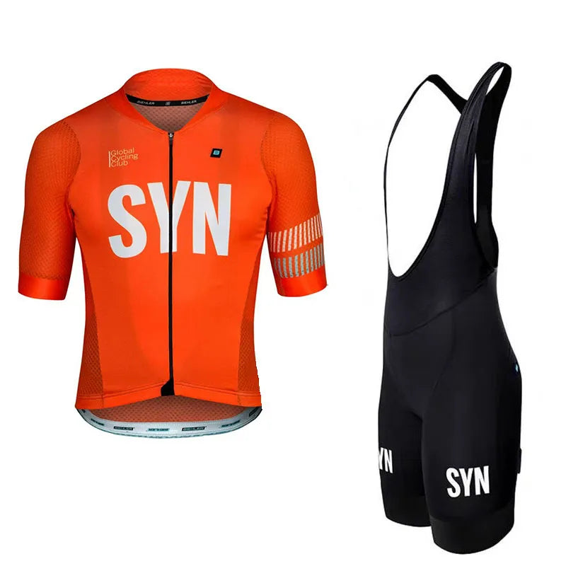 SYN Bicycle riding clothes men's summer jersey bib road cycling shirt breathable quick drying sweat wicking shirt