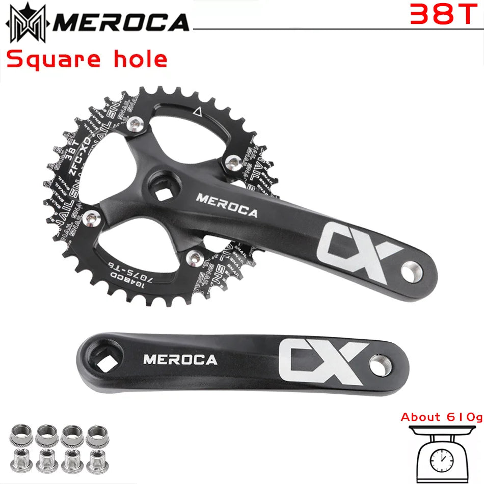 MEROCA CX Square Hole Bicycle Crankset 104BCD Aluminum Alloy IXF Square Hole Mountain Bike Crankset 170mm 32T/34T/36T/38T/40T/42
