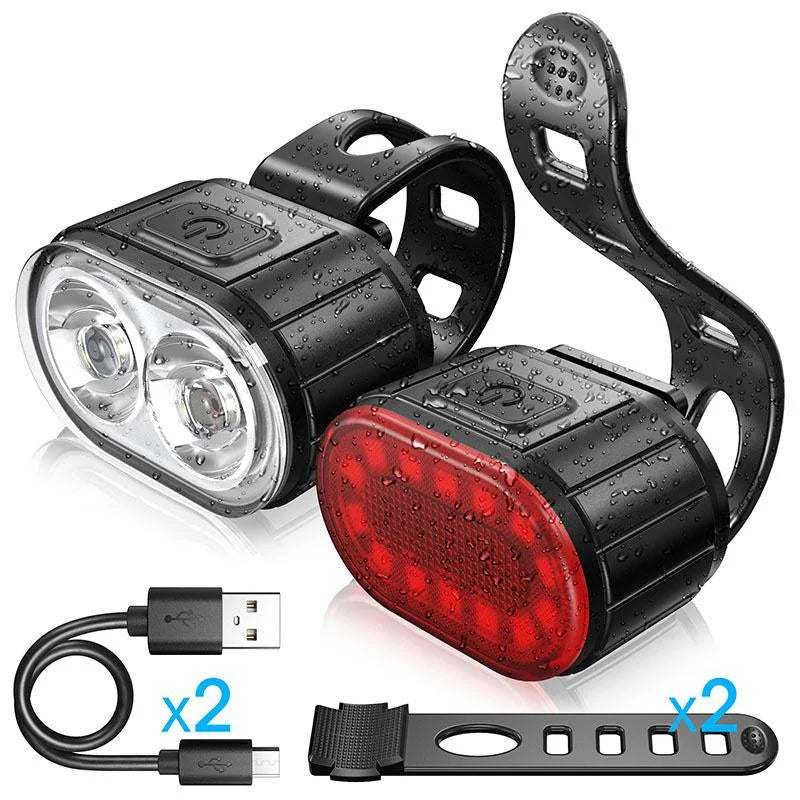 Bicycle Lights LED Bike Lamp USB Rechargeable Bicycle Front and Rear Light Front Lamp Taillight Cycling Lantern Bike Flashlight