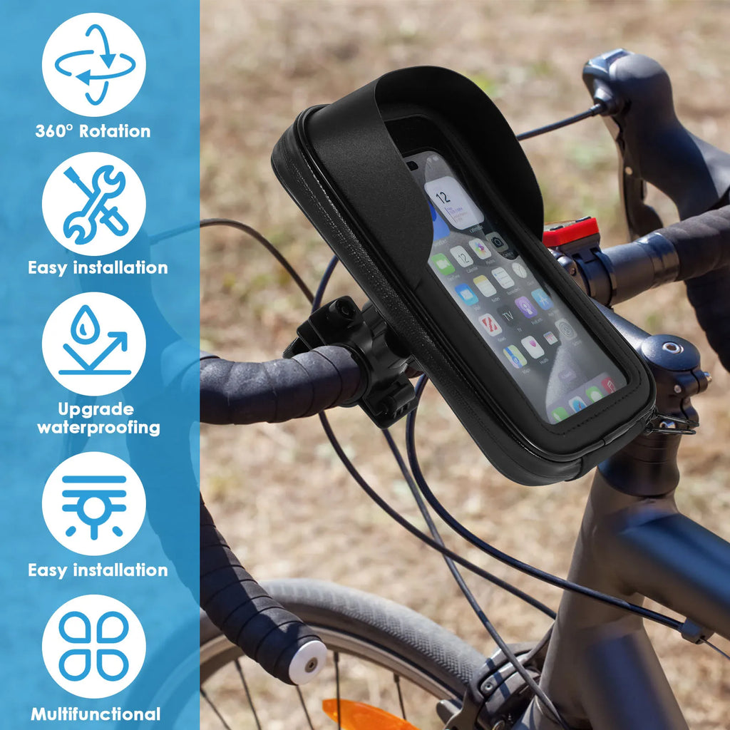 360° Rotatable Bike Phone Holder Bag Waterproof Motorcycle Handlebar Bag Bicycle Pouch Touch Screen Phone Mount Accessories