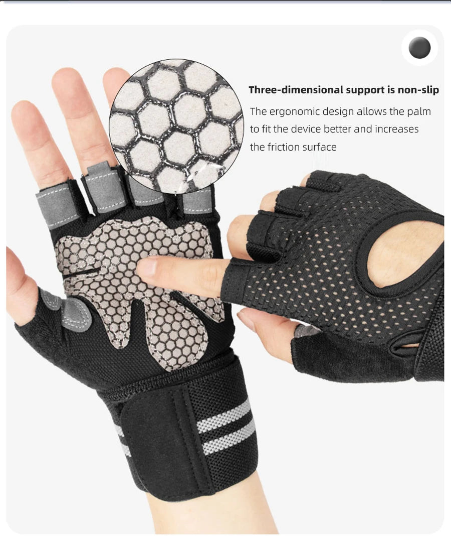 With Anti-Slip Shock-Absorbing Workout Gloves Motorcycle Exercise Cycling Gloves Weight Lifting Gym Training Light Biking Gloves