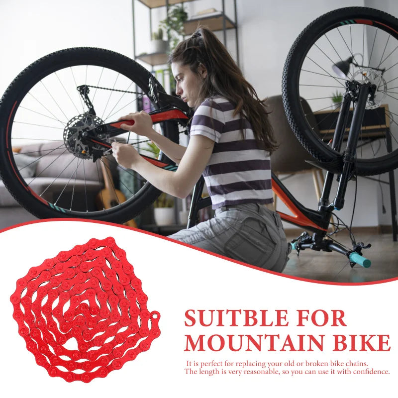 Red Bicycle Chains Bike Chain Replacement Accessories Steel Cycling Supply Mountain Bike Chains Durable Bike Parts Reusable