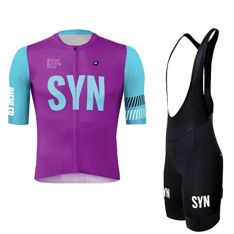 SYN Bicycle riding clothes men's summer jersey bib road cycling shirt breathable quick drying sweat wicking shirt