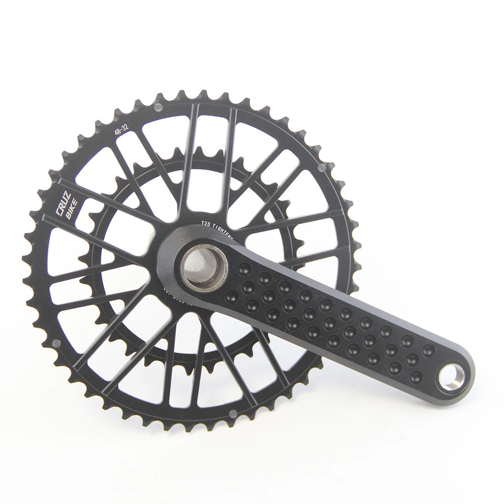 CRUZbike Road Bike Crankset 155/160/165/170/ Crank 9/10/11/12 Speed Double Chainring 46-30/48-32T with Bottom Bracket