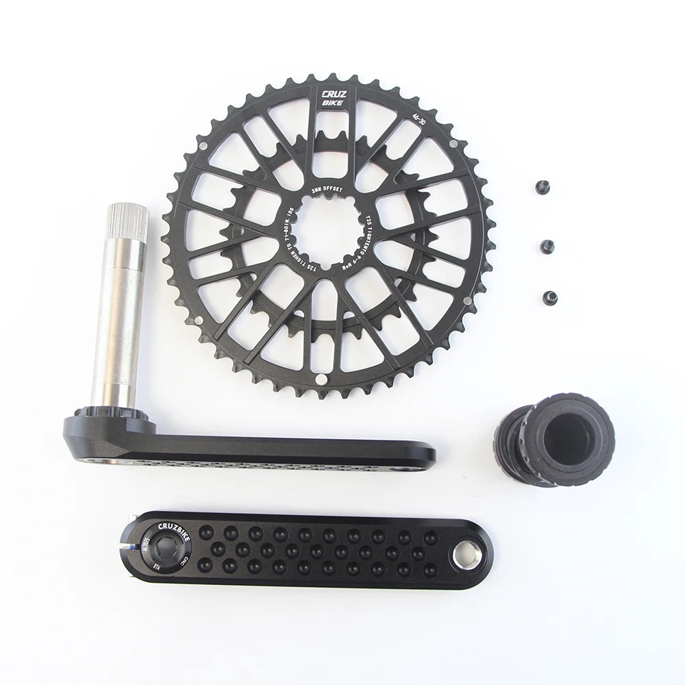 CRUZbike Road Bike Crankset 155/160/165/170/ Crank 9/10/11/12 Speed Double Chainring 46-30/48-32T with Bottom Bracket