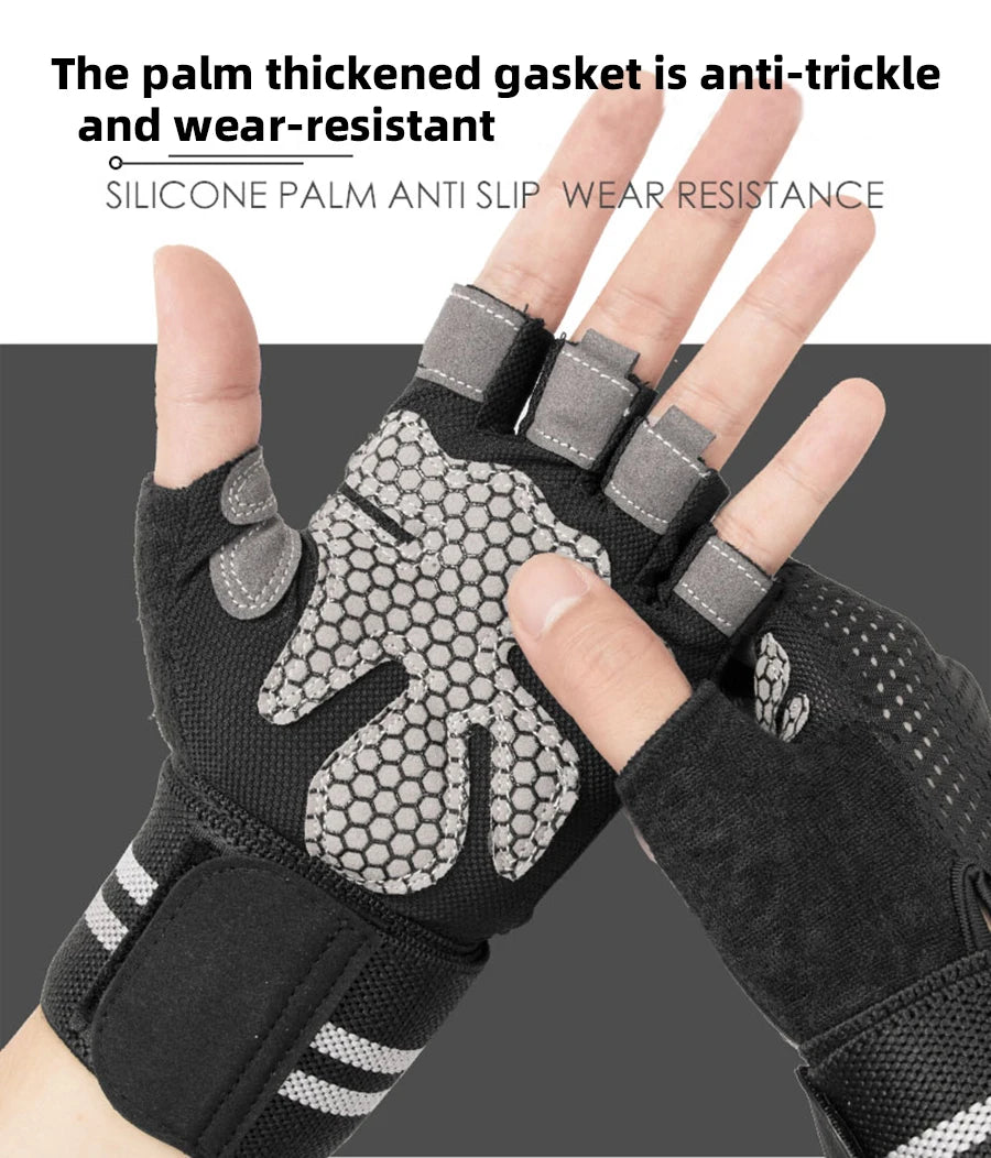 With Anti-Slip Shock-Absorbing Workout Gloves Motorcycle Exercise Cycling Gloves Weight Lifting Gym Training Light Biking Gloves