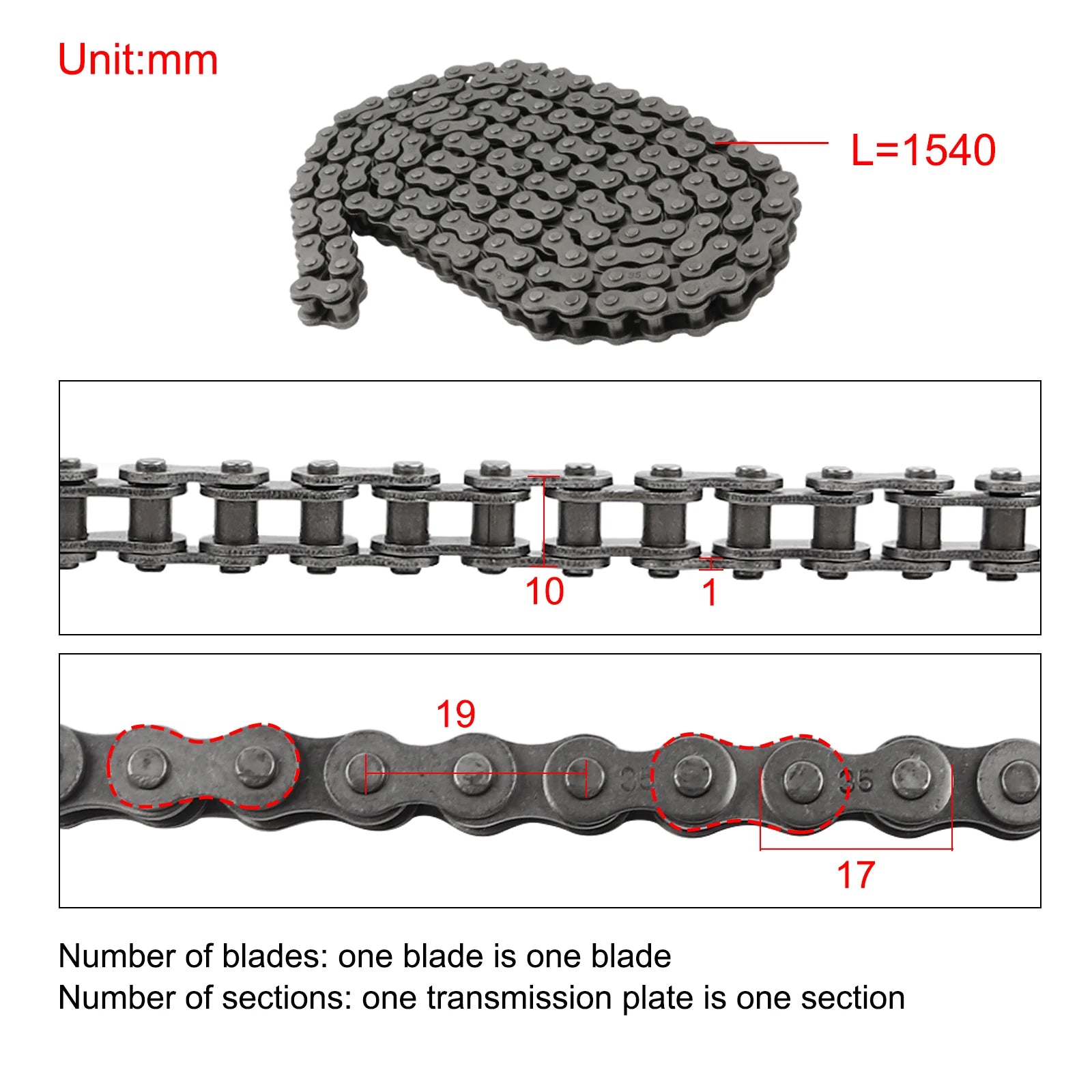 Universal #35 Drive Chain Roller Chain 5 Feet 160 Links Motorized Bike Chain for Bicycles Mini Bikes Motorcycles Scooter