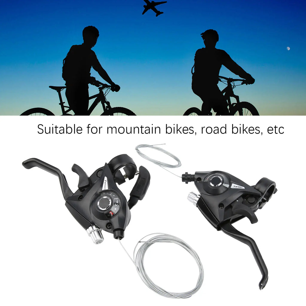 Brake Gear Shifter 1Pair 3x7 21 Speed Brake and Shifter Levers Combination Set with Gear Cable Shifter Brake Set for Bicycle
