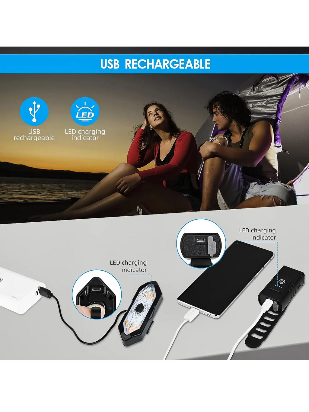 The high-power bicycle lamp, USB rechargeable, waterproof, durable and bright LED ensure safety during night riding